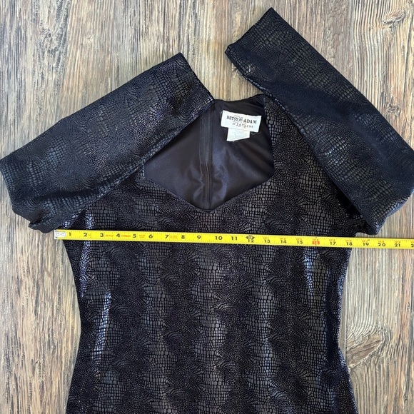 Vtg Betsy & Adam by Jaslene L/S Snakeskin Velvet Dress 12 Black Sweetheart Neck - Picture 10 of 14